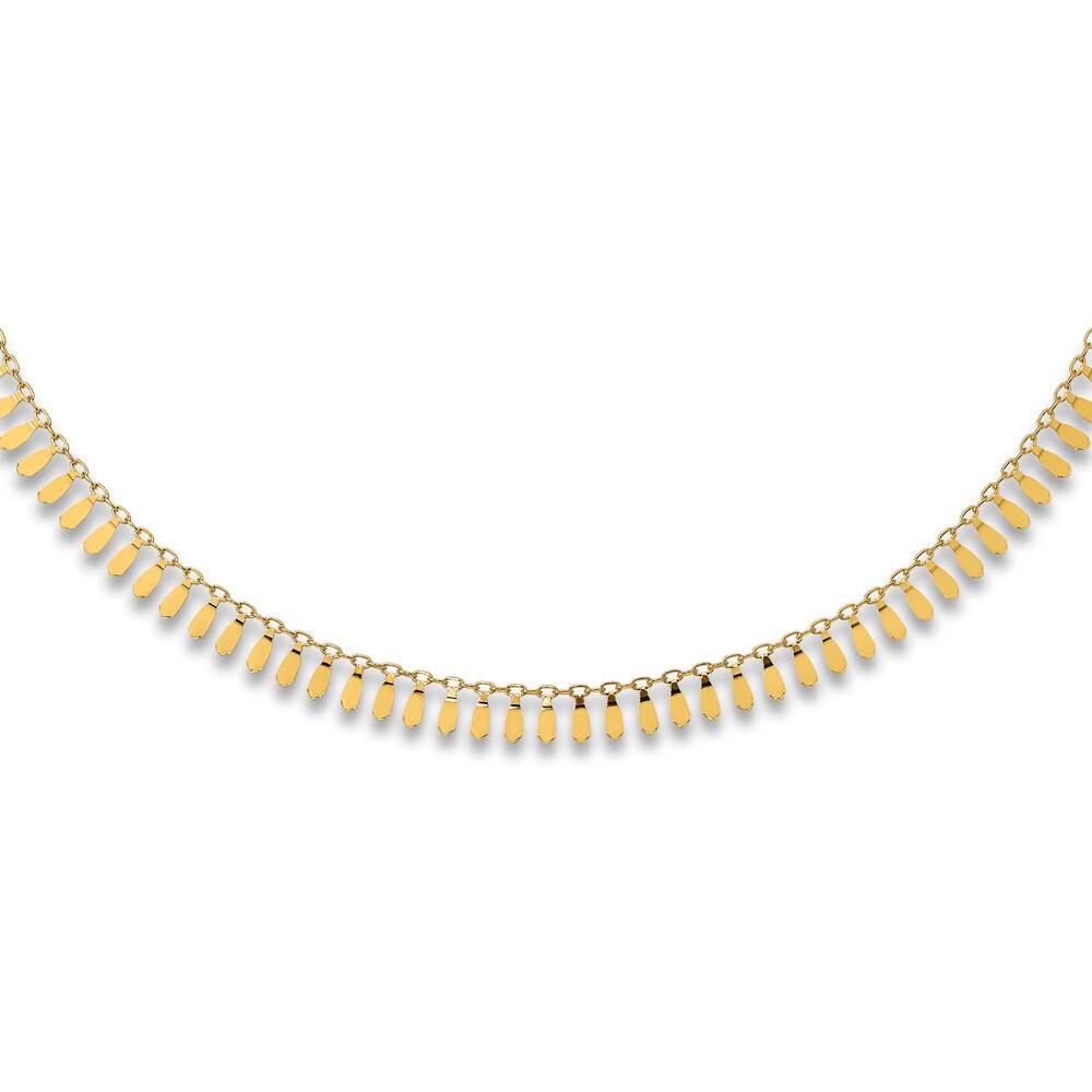 Fancy Mirror Chain Necklace 14K Yellow Gold 17.25" NdCD3YOf