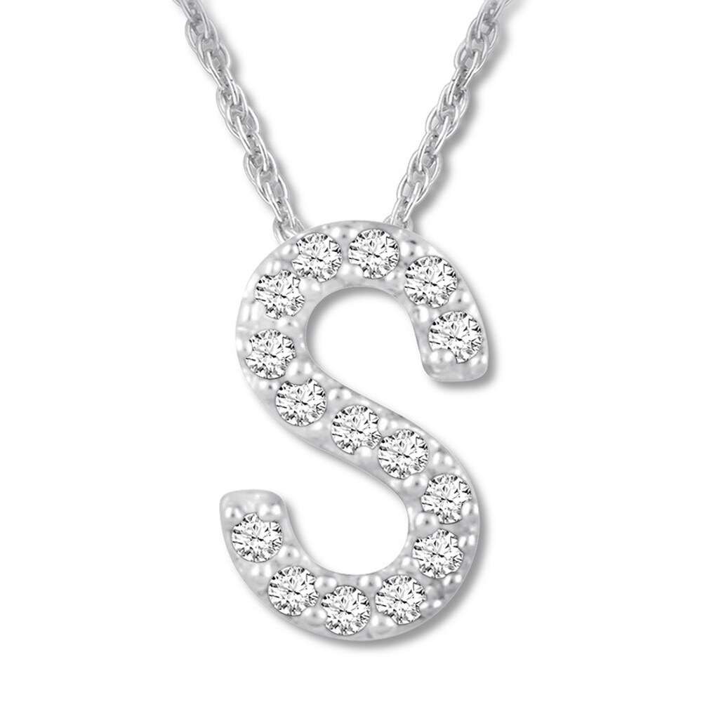Diamond Initial S Necklace 1/20 ct tw Round-cut 10K White Gold NfmA5NLH