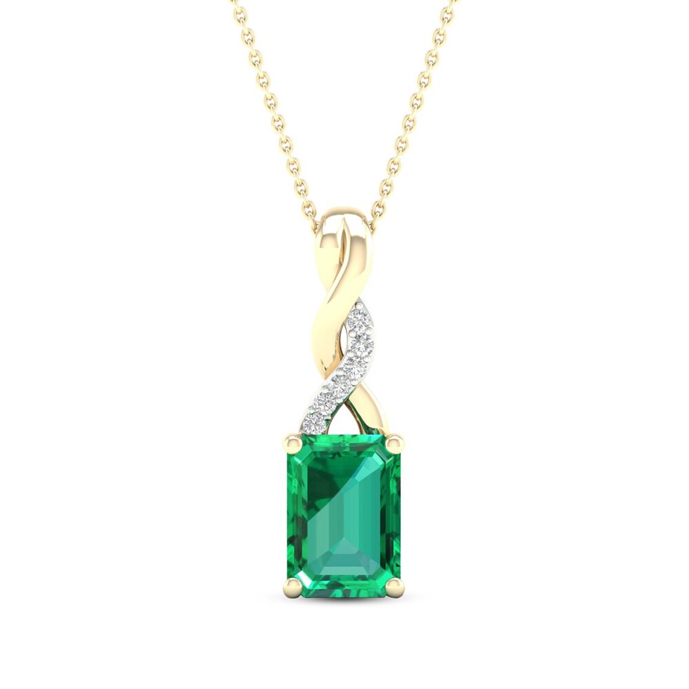 Natural Emerald Necklace Diamond Accent 10K Yellow Gold NfwbkRU8