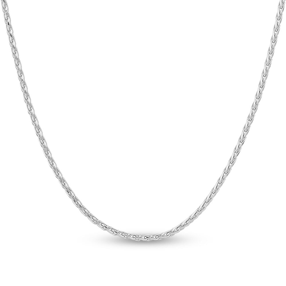 Diamond-Cut Round Wheat Chain Necklace 14K White Gold 16" NhOMc4vb