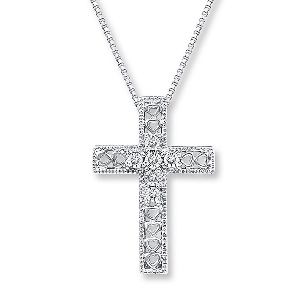 Cross/Heart Necklace 1/20 ct tw Diamonds Sterling Silver NjsD8vI9