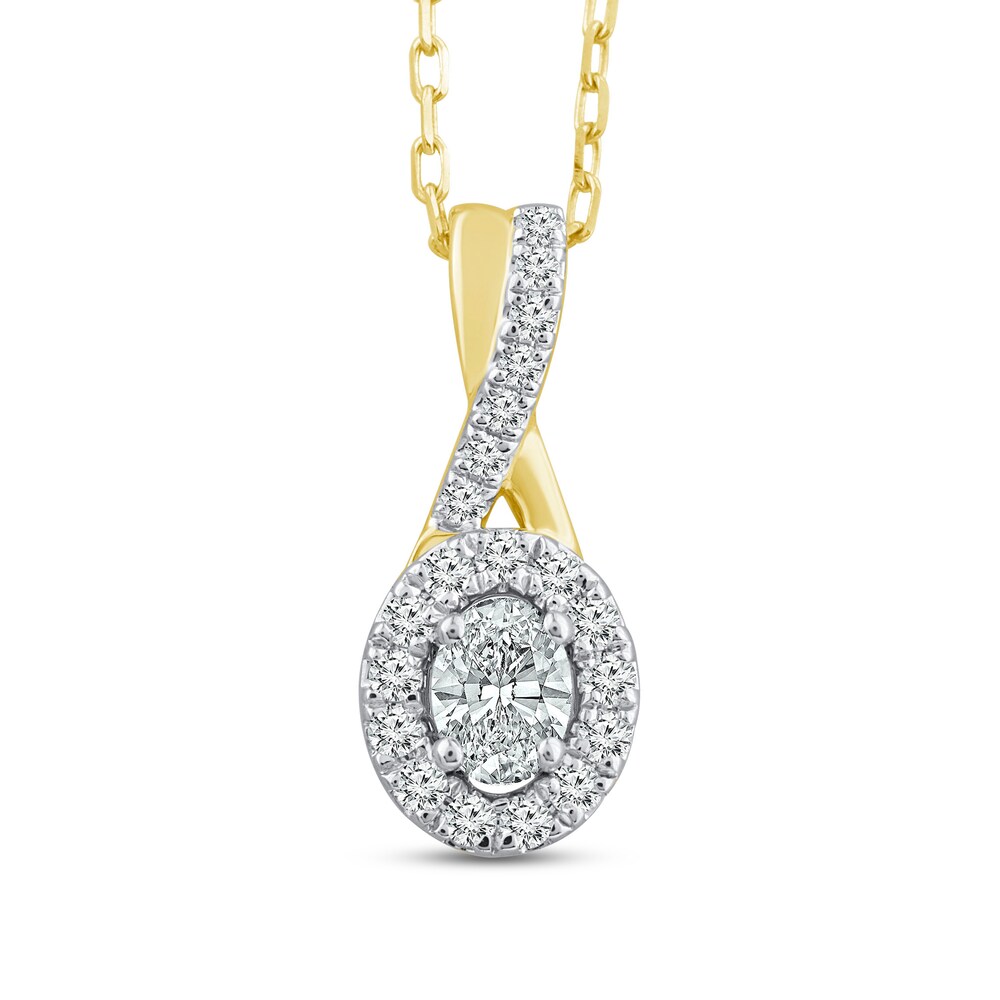 Diamond Necklace 1/3 ct tw Oval/Round 10K Yellow Gold Nl8Xzpzr