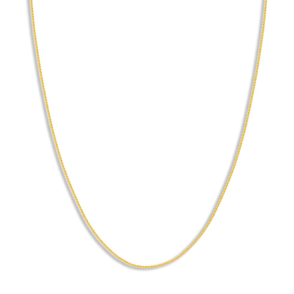 Round Wheat Chain Necklace 14K Yellow Gold 16" NpWfVQLl
