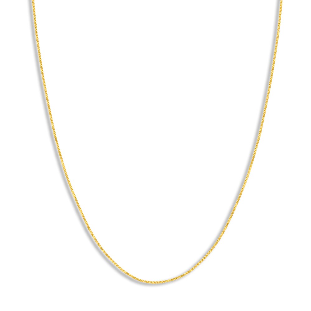 Round Wheat Chain Necklace 14K Yellow Gold 16\" NpWfVQLl