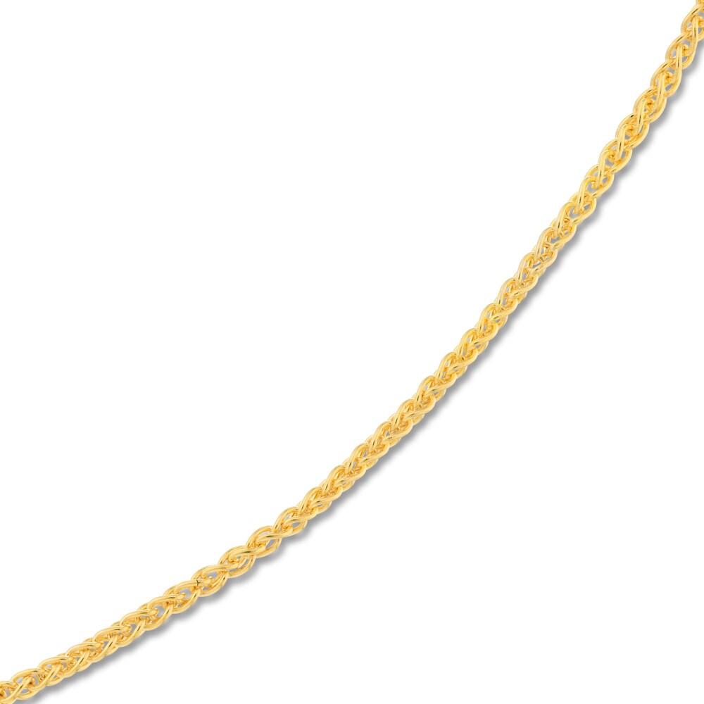 Round Wheat Chain Necklace 14K Yellow Gold 16\" NpWfVQLl