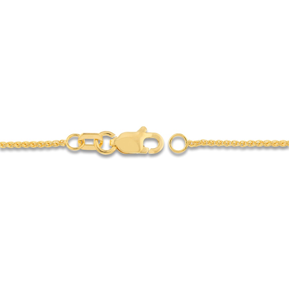Round Wheat Chain Necklace 14K Yellow Gold 16\" NpWfVQLl