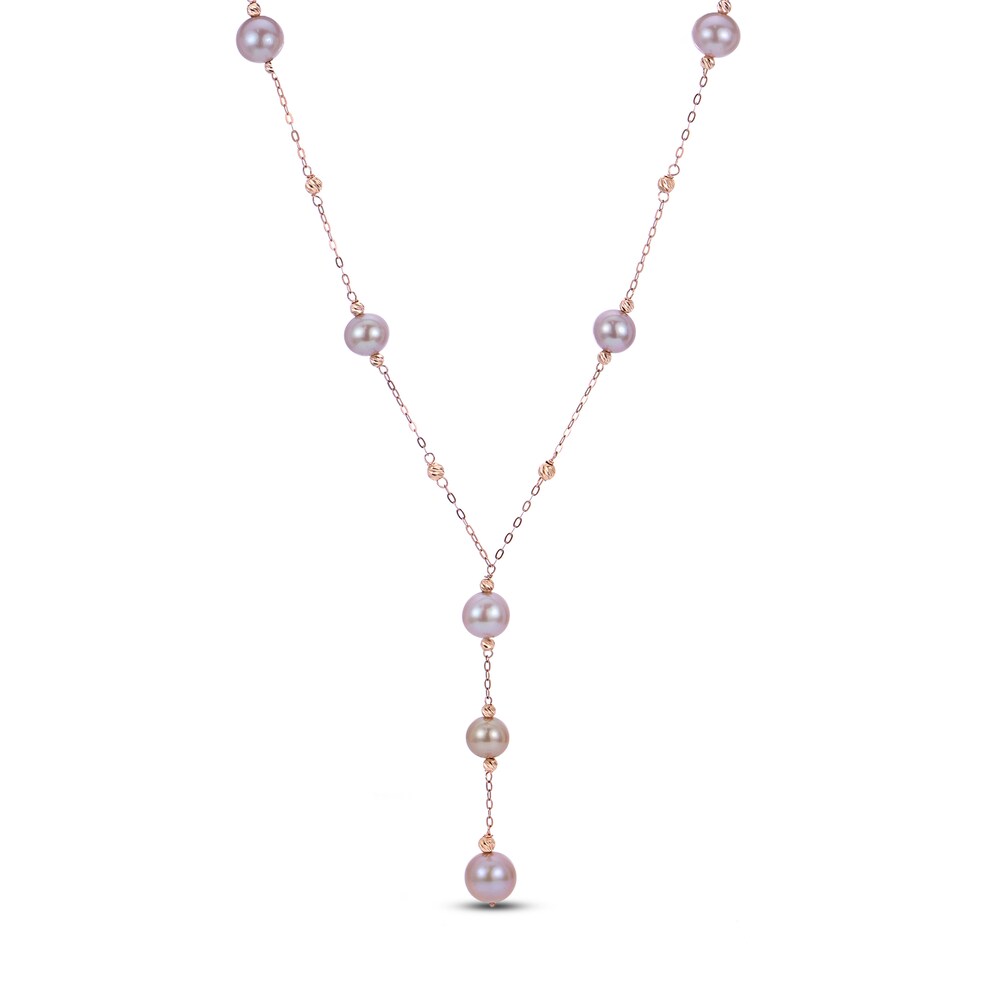 Pink Cultured Freshwater Pearl Y Necklace 14K Rose Gold NrcOEGAJ