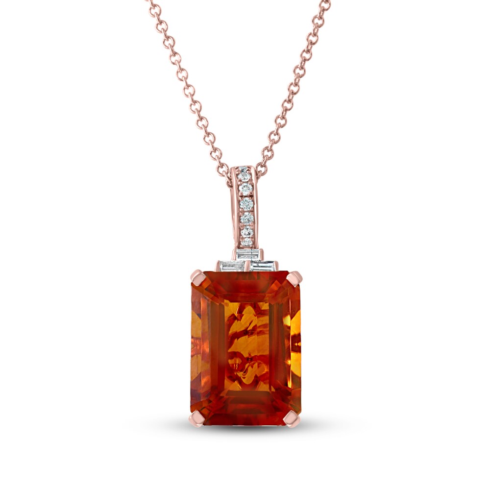 Effy Natural Citrine Necklace 1/10 ct tw Diamonds 14K Rose Gold NsYAFuZv