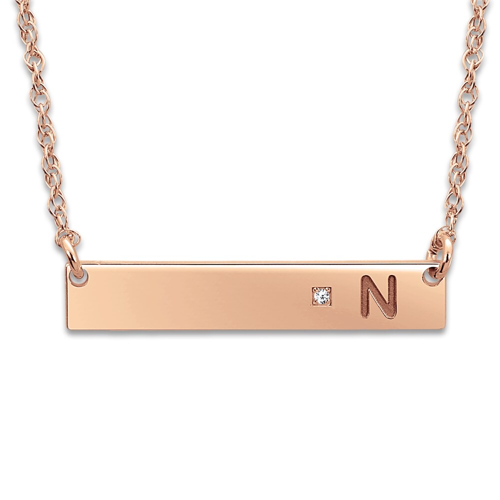 Bar Pendant Necklace Diamond Accent 14K Rose Gold 18" NuXKxhQP
