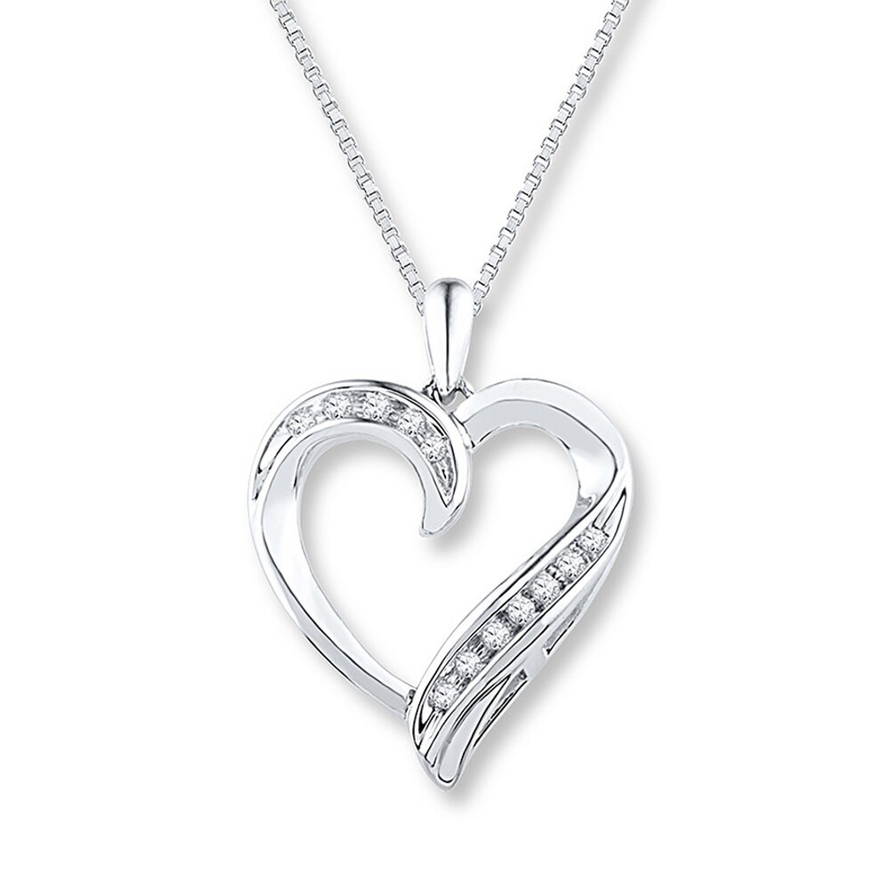 Diamond Heart Necklace 1/10 ct tw Round-cut Sterling Silver NvX5rIls