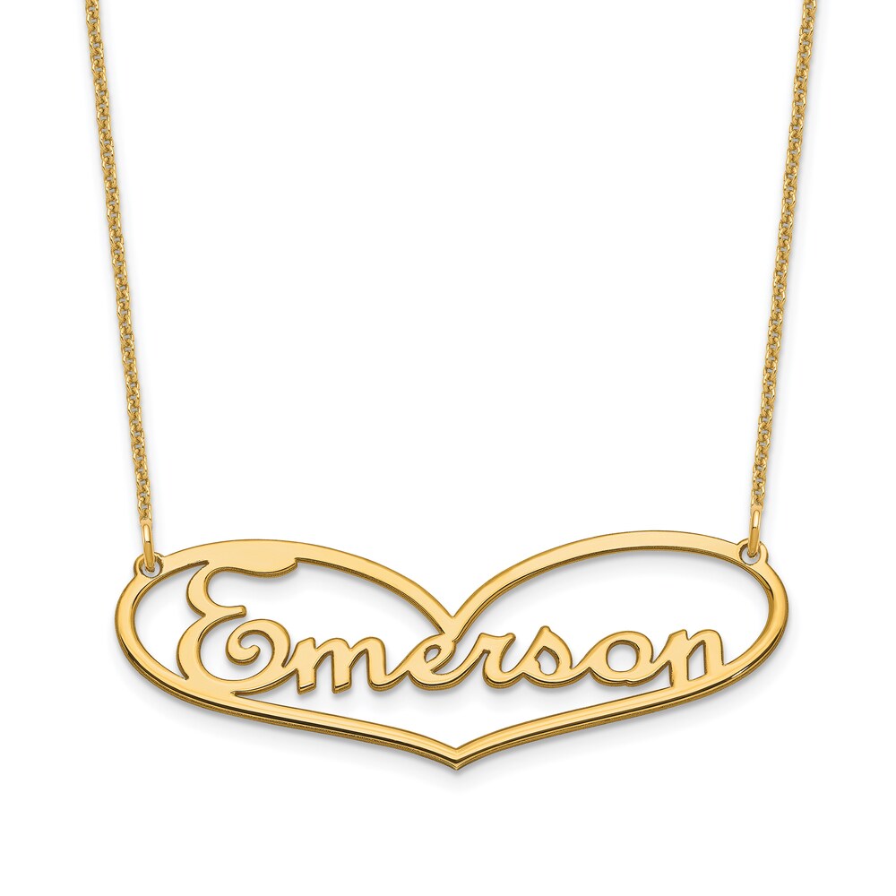 Heart Name Plate Necklace 14K Yellow Gold NySEWDbA