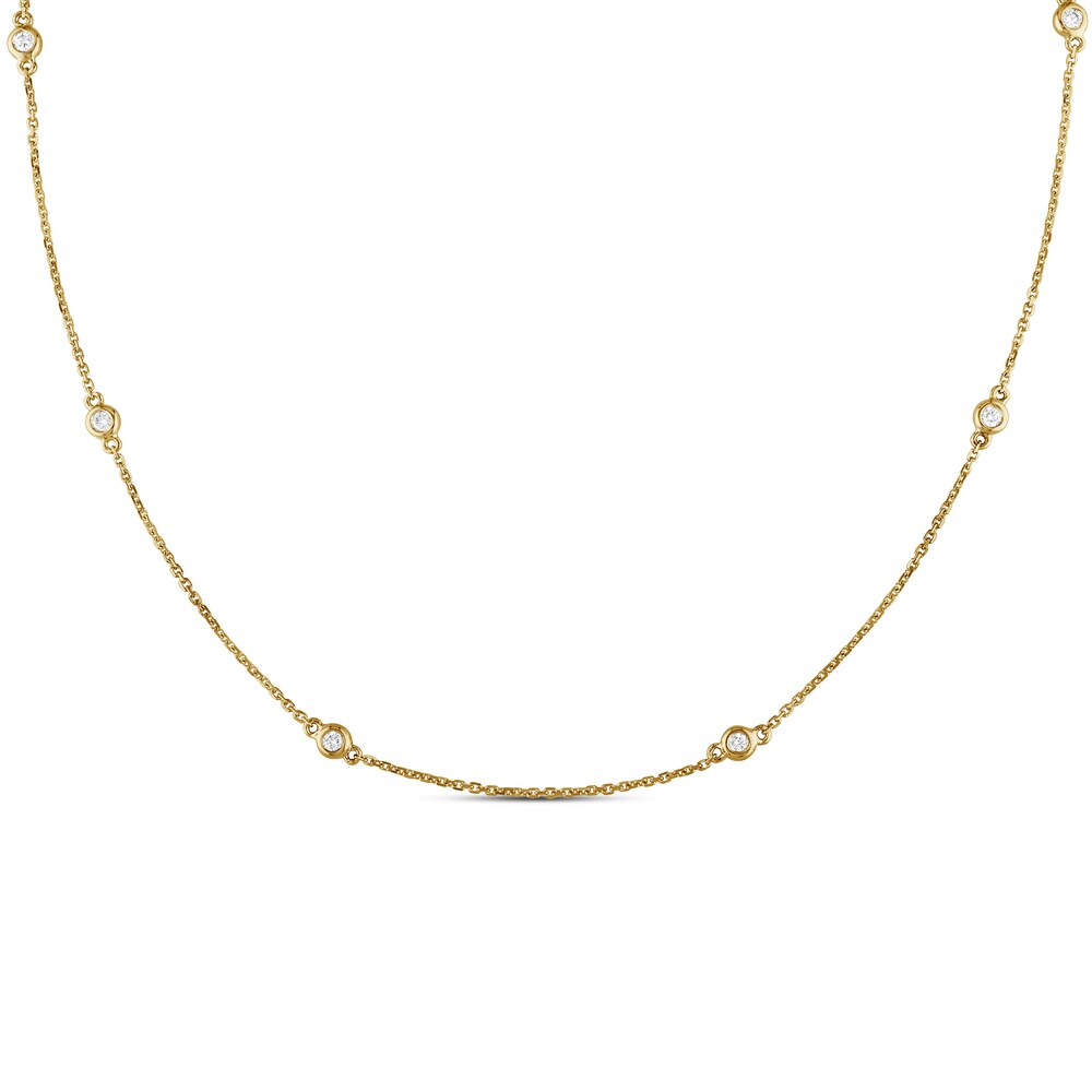 Diamond Station Necklace 1/4 carat tw Bezel-set 14K Yellow Gold O0WOJ50x