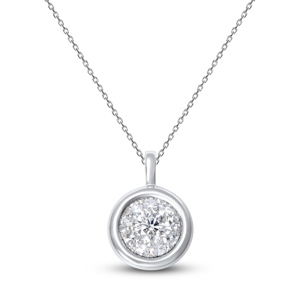 Diamond Necklace 3/8 ct tw Round 14K White Gold 18" O8A4WP0c