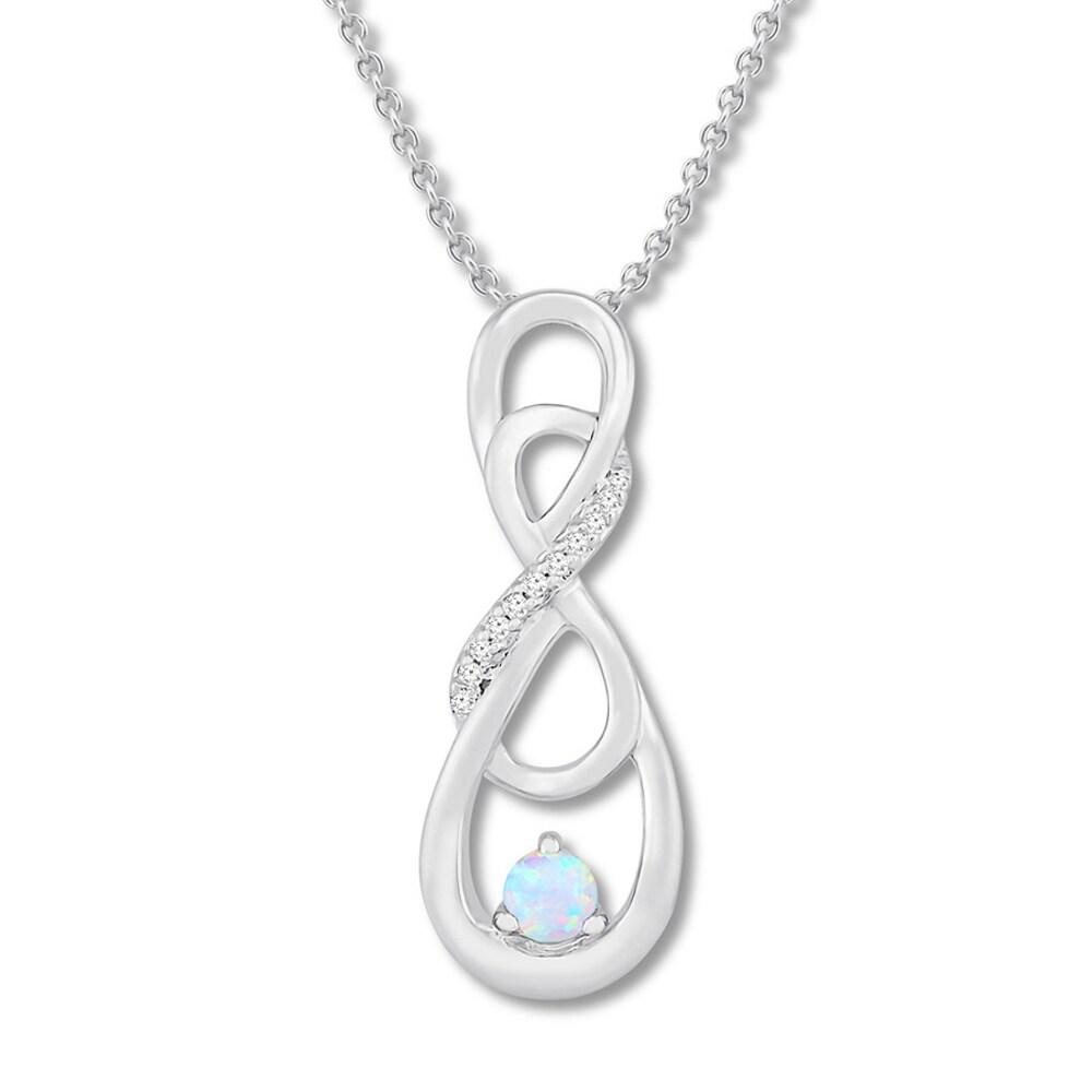 Lab-Created Opal & Diamond Infinity Necklace Sterling Silver OB2PRJM9