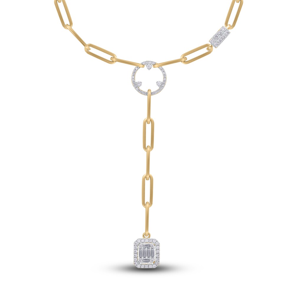 Kallati Diamond Paperclip Necklace 3/4 ct tw Round 14K Yellow Gold 16" OKS9MHI2