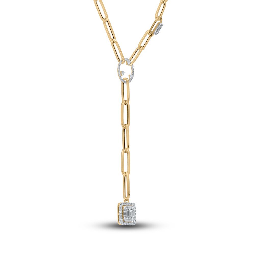 Kallati Diamond Paperclip Necklace 3/4 ct tw Round 14K Yellow Gold 16\" OKS9MHI2