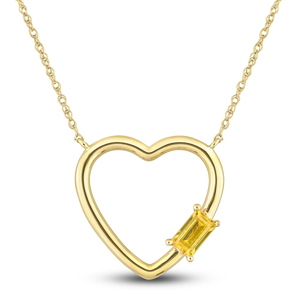 Natural Yellow Sapphire Heart Pendant Necklace 10K Yellow Gold 17\" OL618rjE