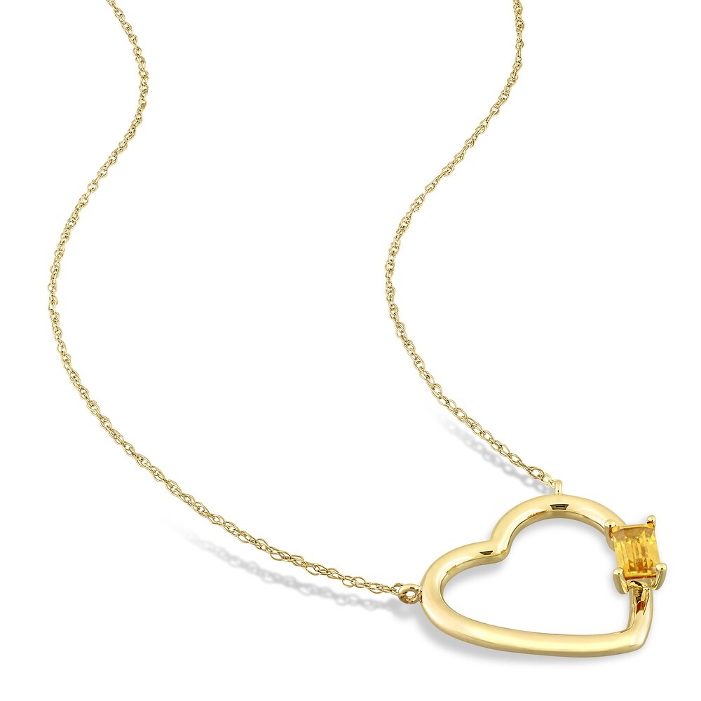 Natural Yellow Sapphire Heart Pendant Necklace 10K Yellow Gold 17\" OL618rjE