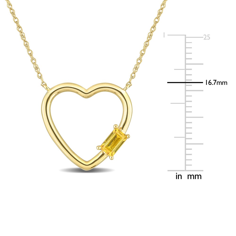 Natural Yellow Sapphire Heart Pendant Necklace 10K Yellow Gold 17\" OL618rjE