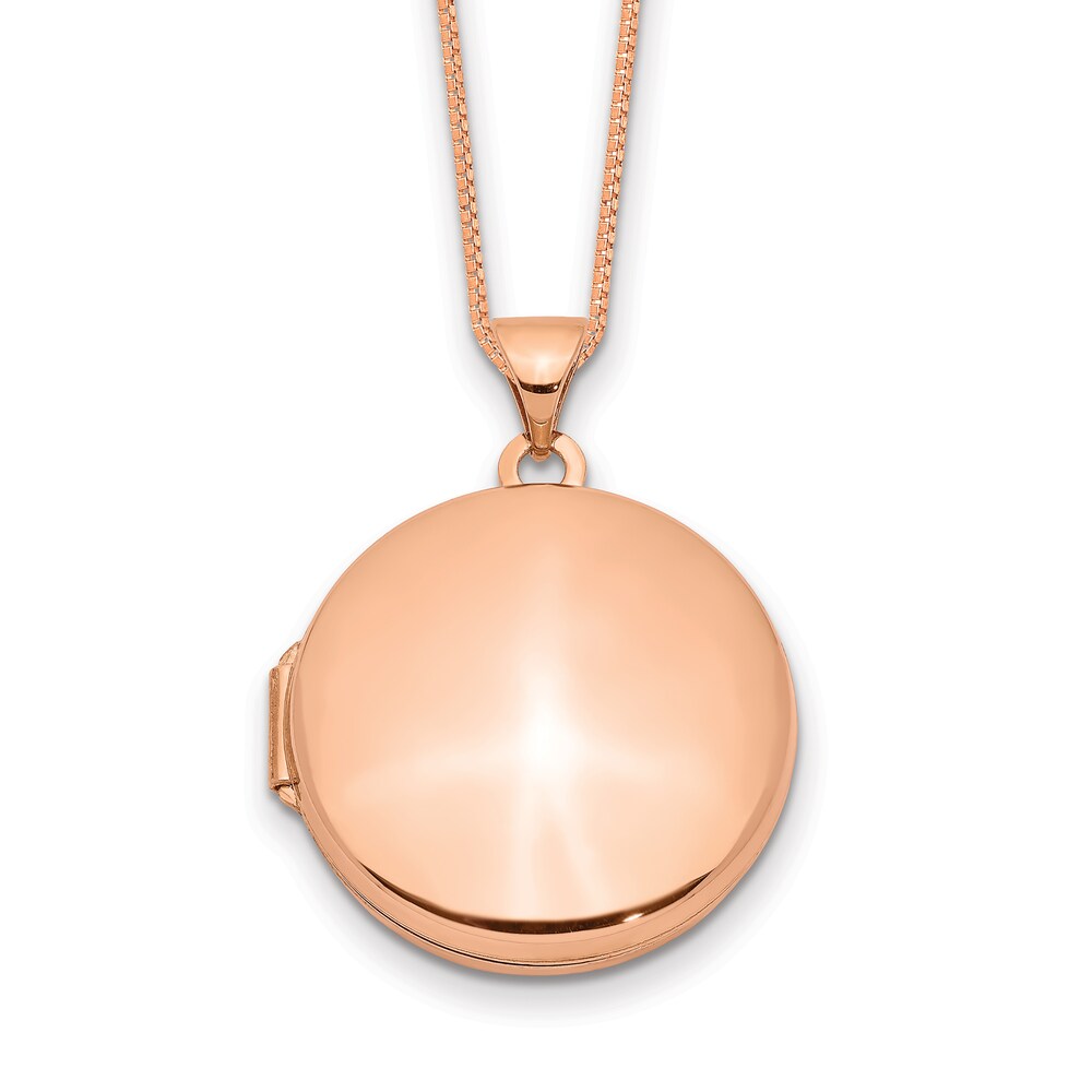 Round Locket Necklace 14K Rose Gold 18" ONPONkwU