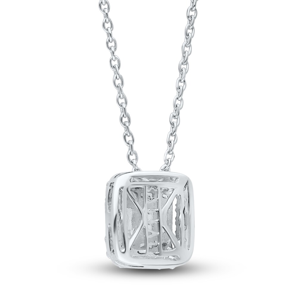 Kallati Diamond Pendant Necklace 1/4 ct tw Baguette/Round 14K White Gold 18\" ObmlnuuA