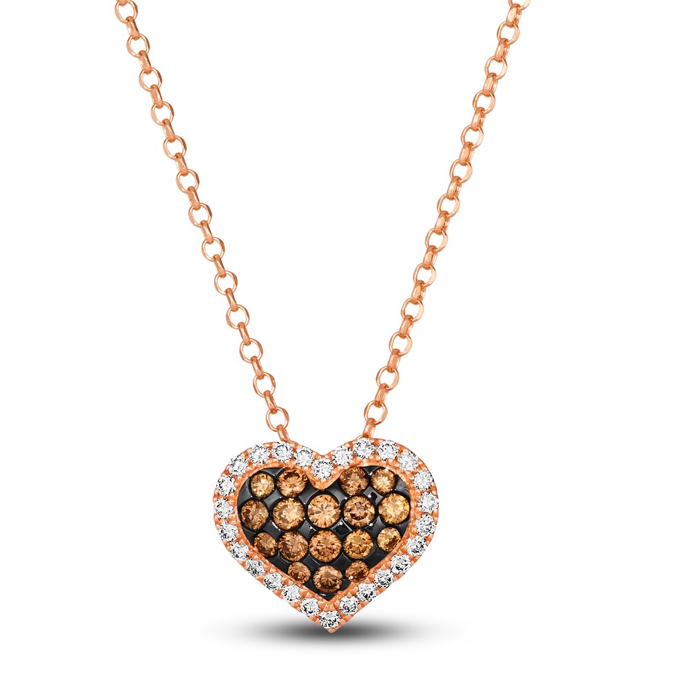 Le Vian Diamond Heart Pendant Necklace 5/8 ct tw Round 14K Strawberry Gold 19" OcJo8s8H