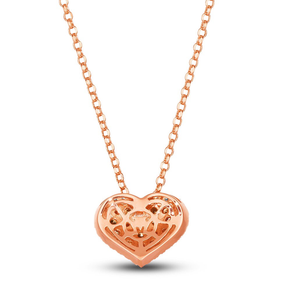 Le Vian Diamond Heart Pendant Necklace 5/8 ct tw Round 14K Strawberry Gold 19\" OcJo8s8H