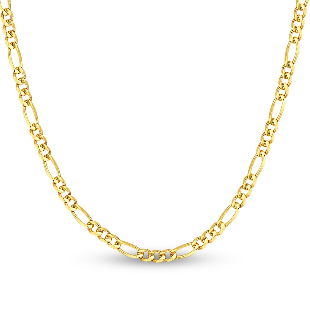 Figaro Chain Necklace 14K Yellow Gold 22" OdNL3g2J