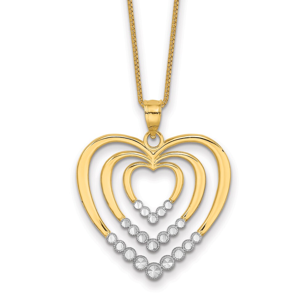 Hearts Necklace 14K Two-Tone Gold 18" OjRtO6ML