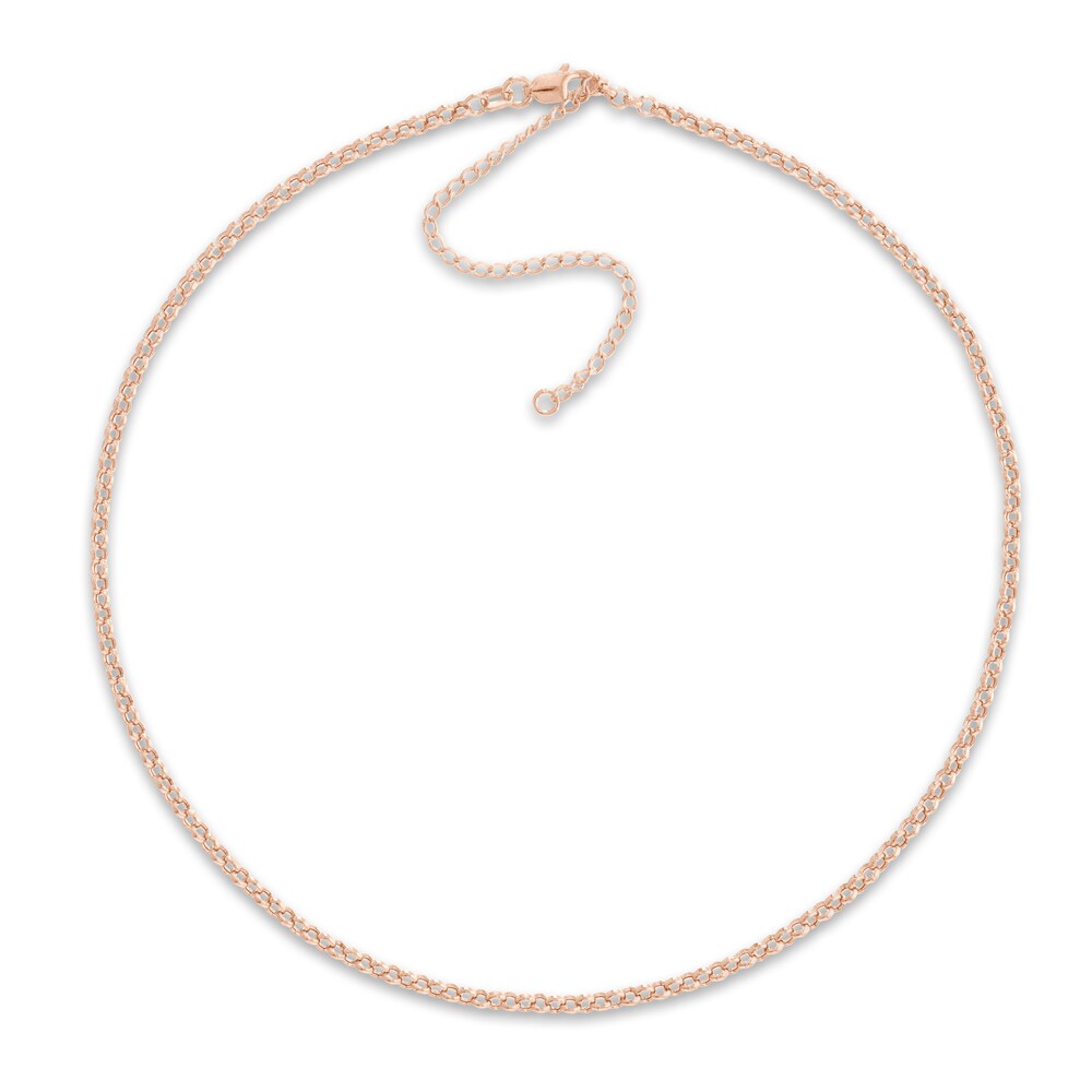 Rolo Chain Choker Necklace 14K Rose Gold 13" Ok3JASy2