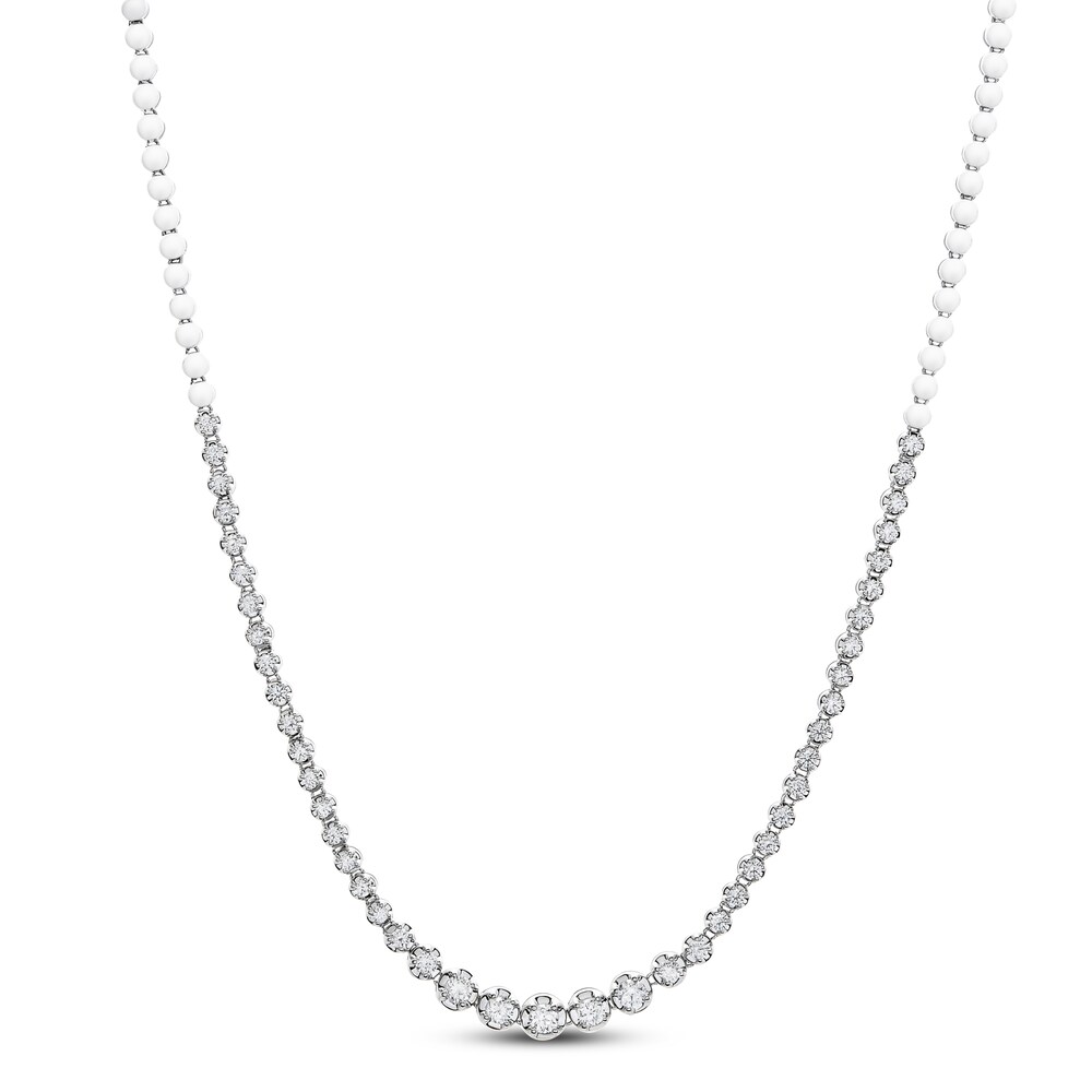 Diamond Necklace 2 ct tw Round 14K White Gold OpxjGkeO