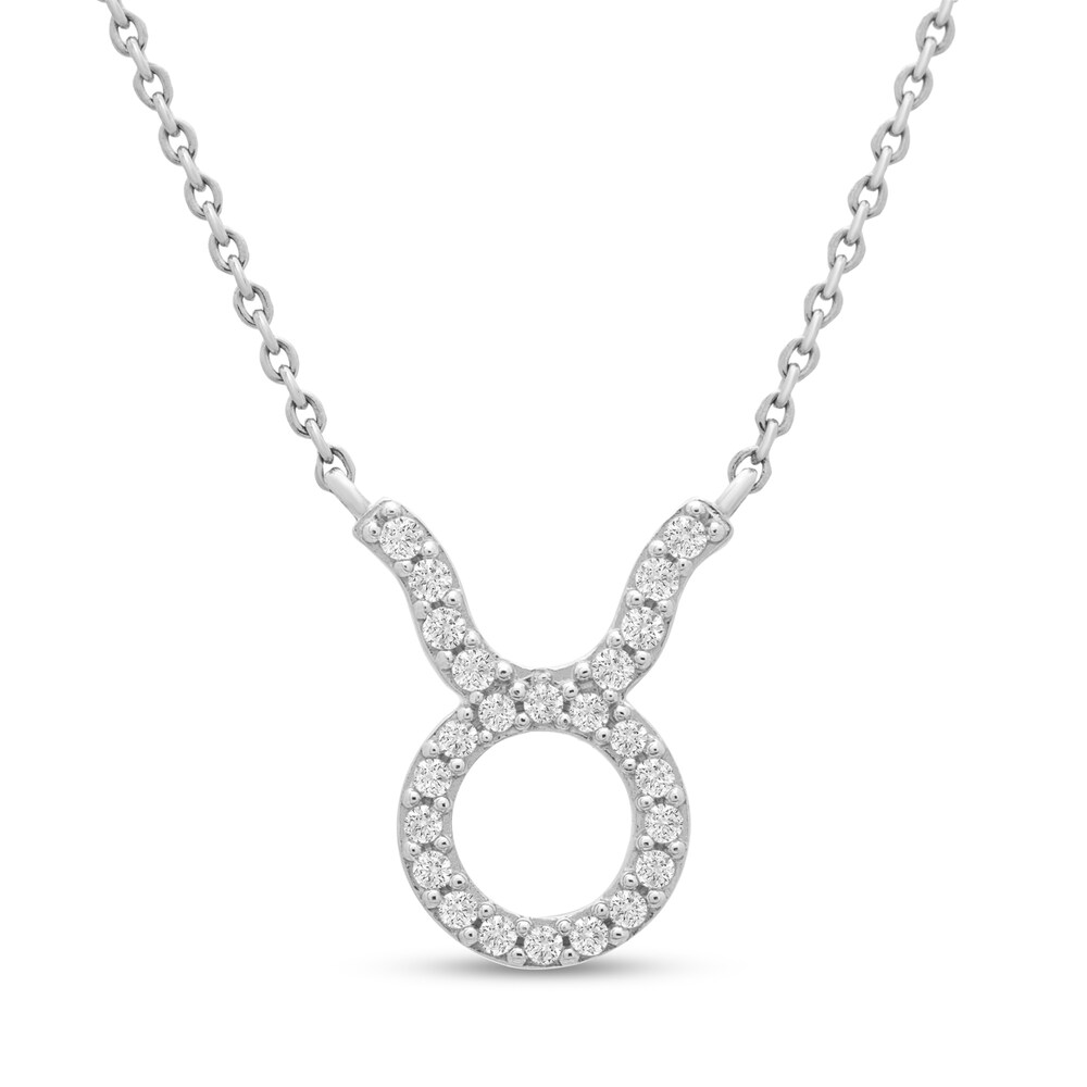 Diamond Taurus Necklace 1/10 ct tw 10K White Gold OqTsk456