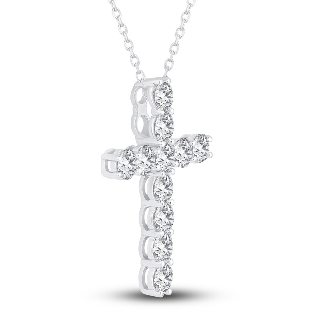 Diamond Cross Pendant Necklace 2-3/4 ct tw Round 14K White Gold 18\" OssabuNO