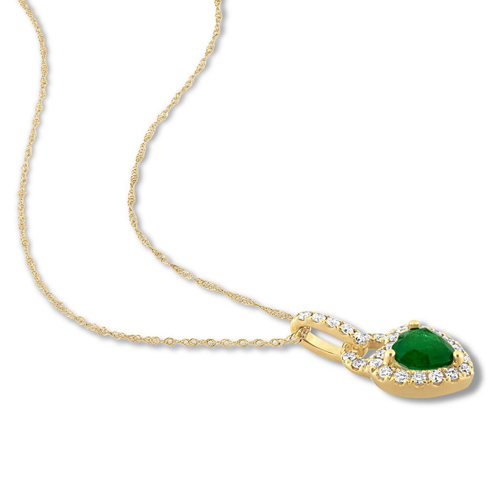 Natural Emerald Necklace 1/4 ct tw Diamonds 14K Yellow Gold Ow1ph976