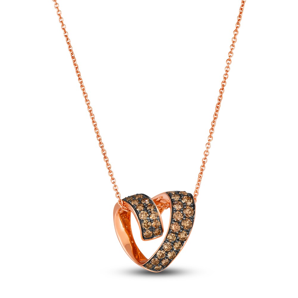 Le Vian Diamond Heart Pendant Necklace 5/8 ct tw Round 14K Strawberry Gold 19" Ow9T1iOi