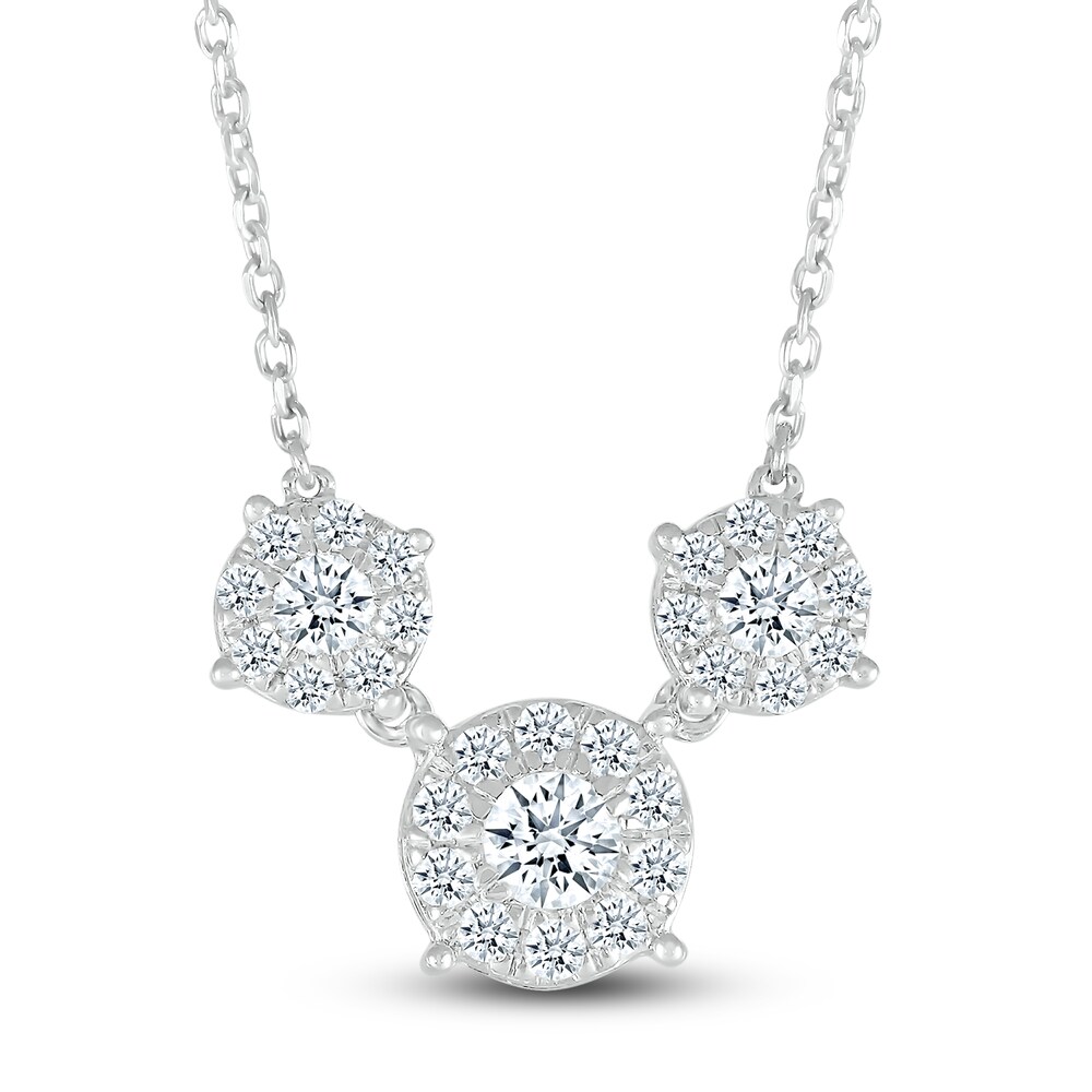 Diamond Necklace 5/8 ct tw Round 10K White Gold 18" Owt90owK