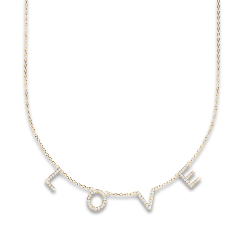 Juliette Maison Diamond Station Name Necklace 1/2 ct tw Round 10K Yellow Gold P1lbDKmL [P1lbDKmL]