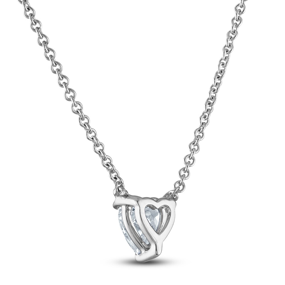 Lab-Created Diamond Solitaire Pendant Necklace 1 ct tw Heart-Cut 14K White Gold (F/SI2) 18\" P417yp6b