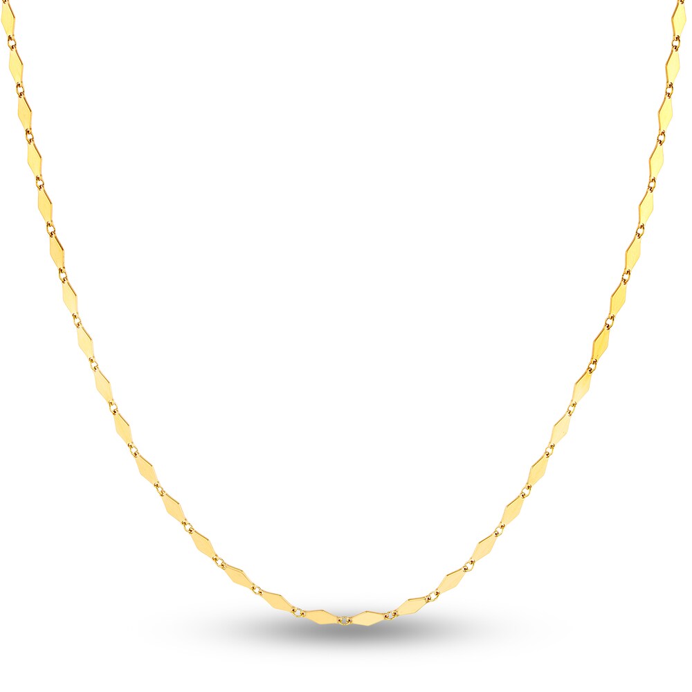 Mirror Link Chain Necklace 14K Yellow Gold 18" PBcqccwC