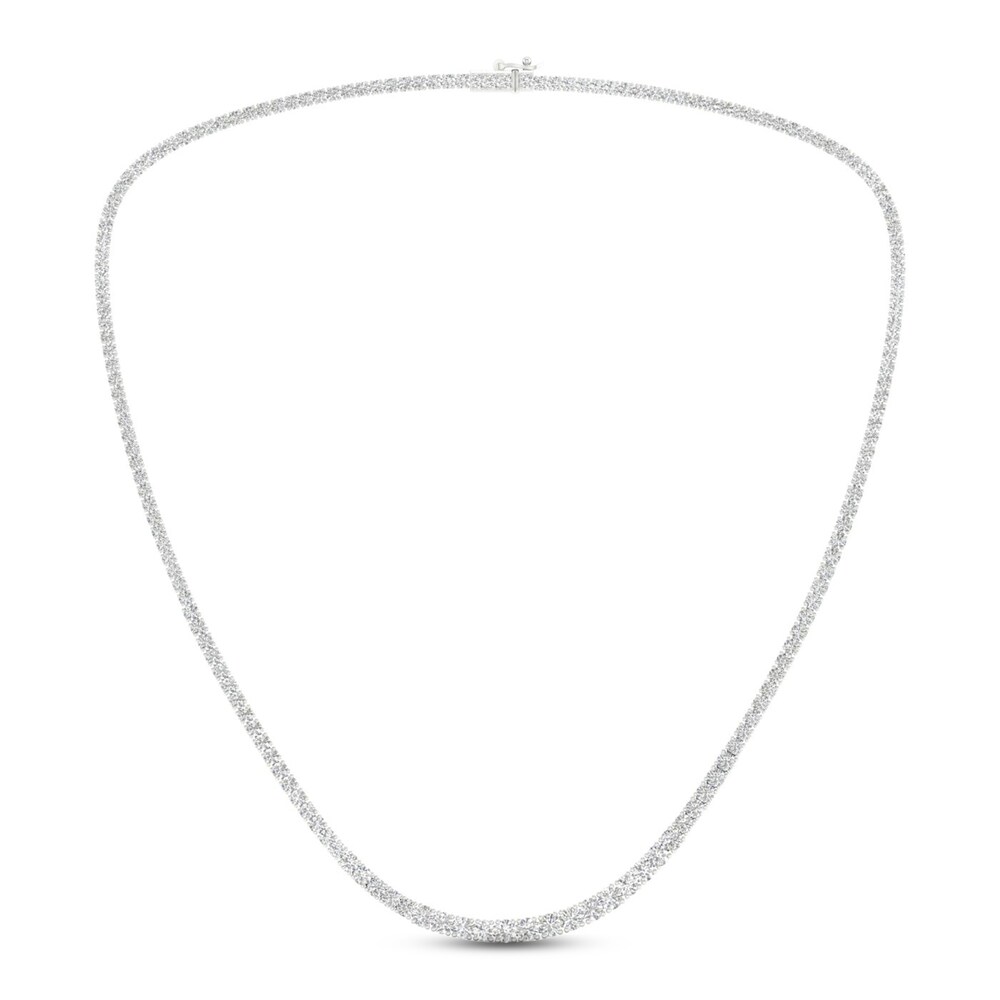 Lab-Created Diamond Tennis Necklace 10 ct tw Round 14K White Gold PKkuzwvd