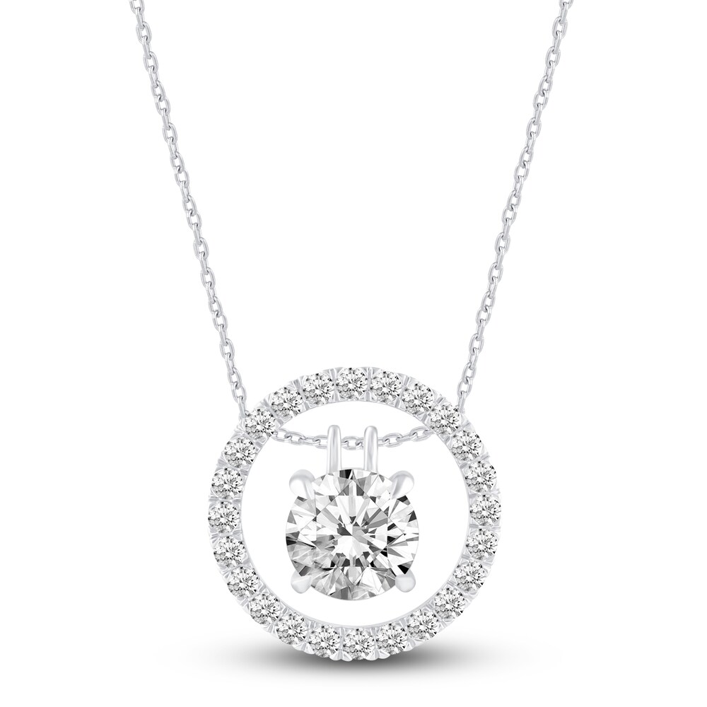 Certified Lab-Created Diamond Jacket Pendant Necklace 2 ct tw Round 14K White Gold 18" PS6N9bFX