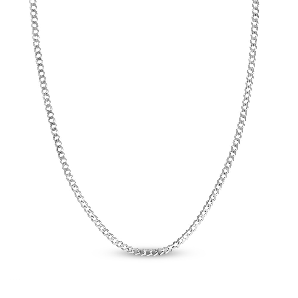 Light Curb Chain Necklace 14K White Gold 24\" PSjdE9CS