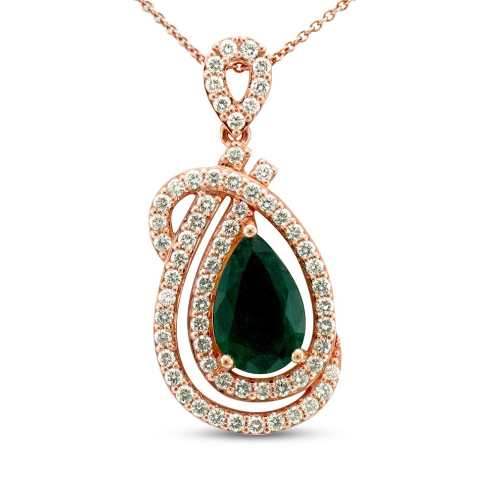 Le Vian Natural Emerald Necklace 7/8 ct tw Diamonds 18K Strawberry Gold Pc8CfeWk