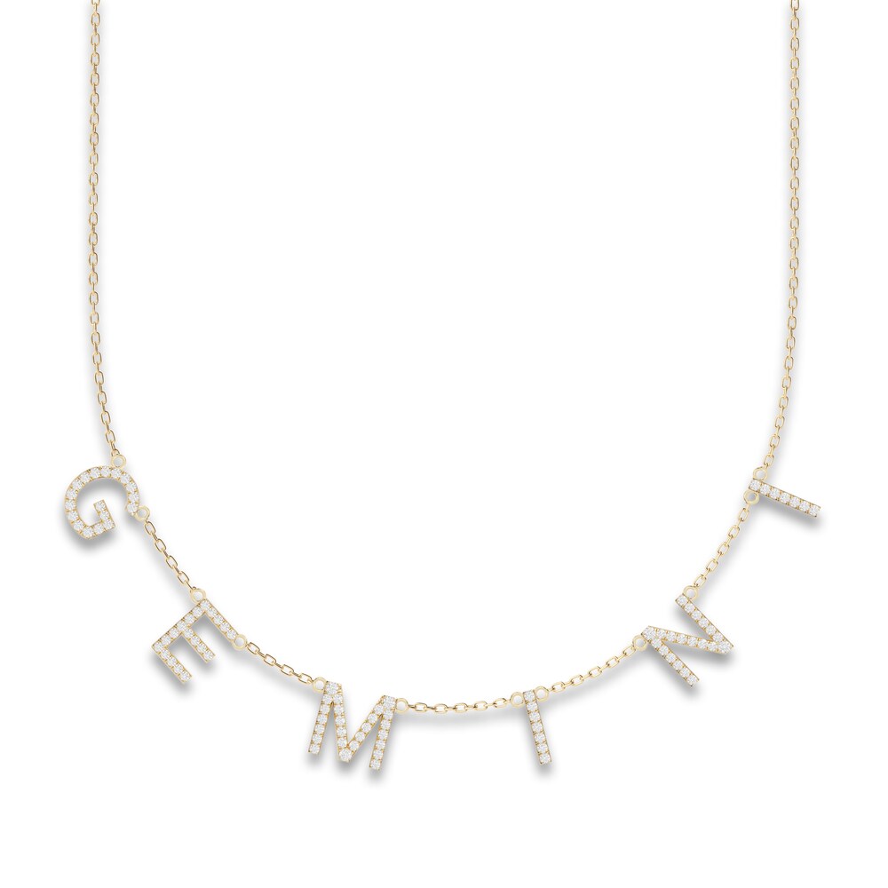 Juliette Maison Diamond Station Name Necklace 7/8 ct tw Round 10K Yellow Gold PhxQ5TX8