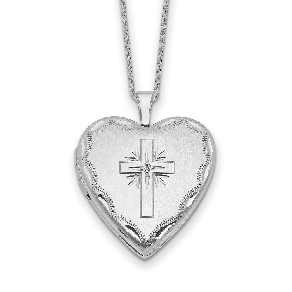 Heart Locket Necklace Diamond Accents 14K White Gold 18" Pn1vOyQ2