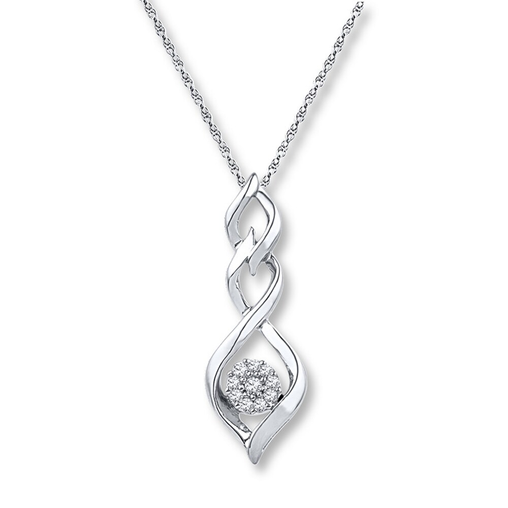 Diamond Necklace 1/10 ct tw Round-cut 10K White Gold Q3MnSk0I