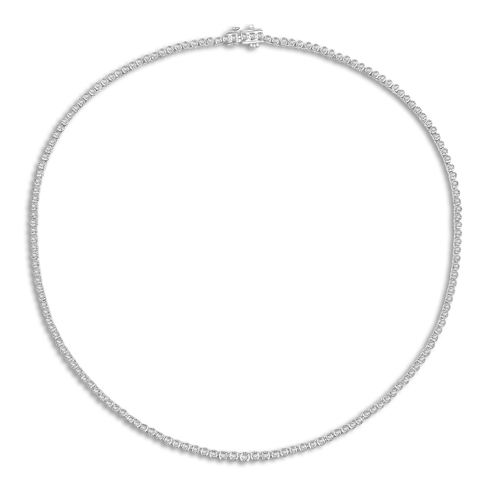 Certified Diamond 3 ct tw Round 18K White Gold Tennis Necklace Q3uNyK4t