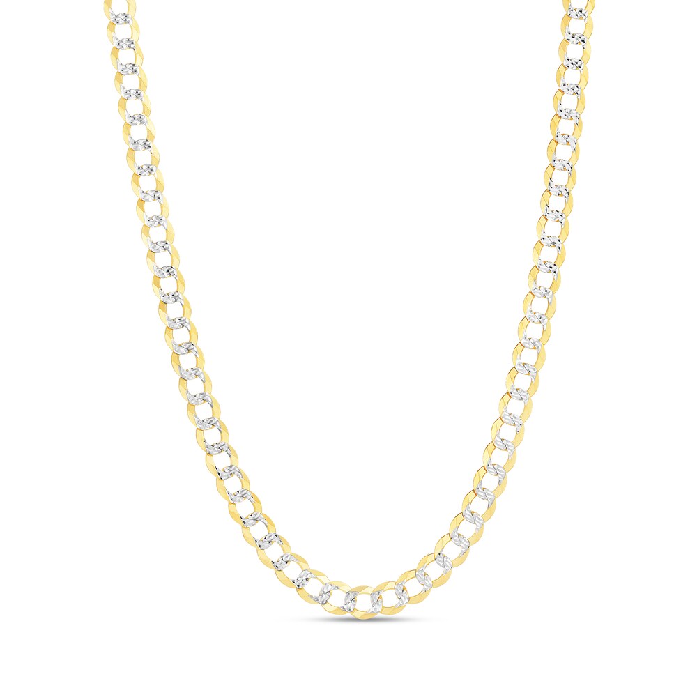 Two-Tone Curb Chain Necklace 14K Yellow Gold 24" Q7eN0Prd