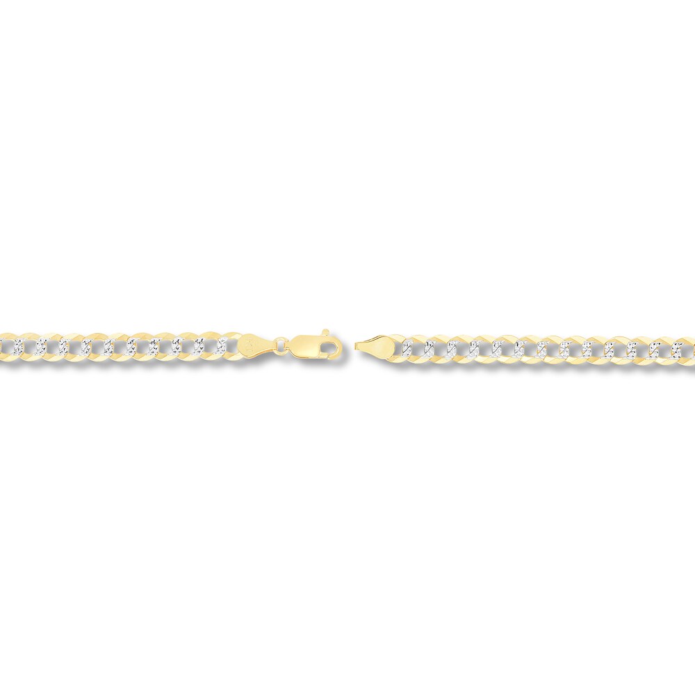 Two-Tone Curb Chain Necklace 14K Yellow Gold 24\" Q7eN0Prd