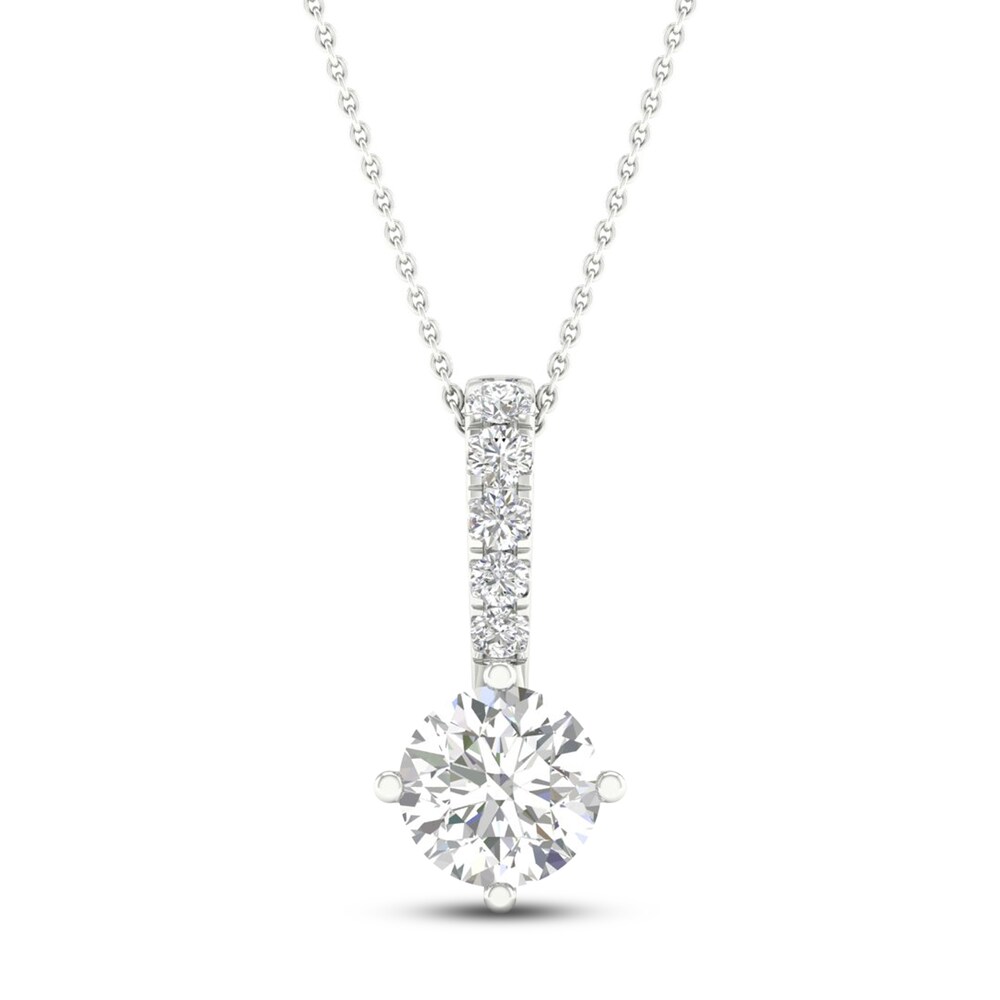 Lab-Created Diamond Necklace 1 ct tw Round 14K White Gold Q93vyZyM
